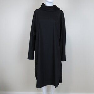 COS Drapey Mock Neck Midi Dress, Pockets, SIZE 10 Black